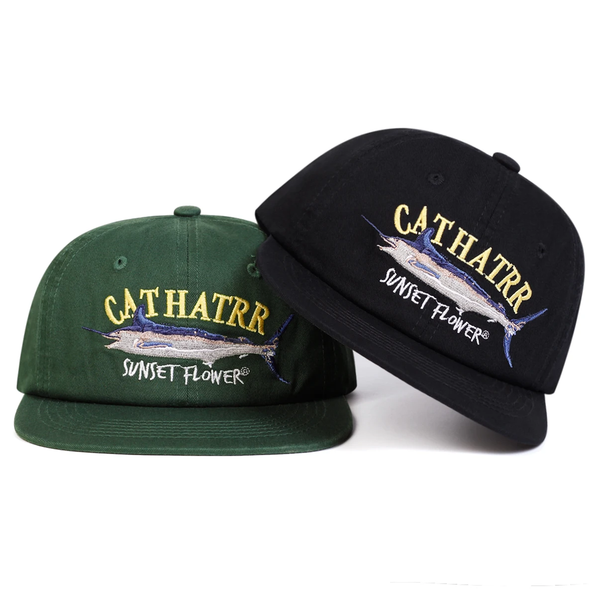 Unisex CATHATRR SUNSET FLOWER Embroidery Hip-hop Hats Spring Autumn Outdoor Adjustable Casual Baseball Caps Sunscreen Hat Cap