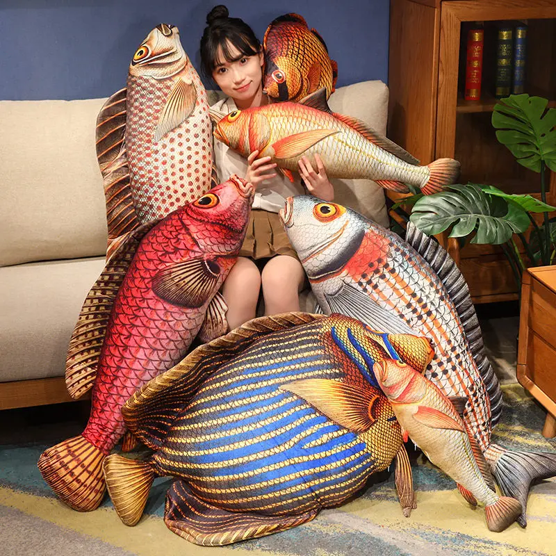 

50-110CM Simulation Ocean Fish Pillow With Multiple Colors Realistic Ocean Fish Plush Pillow Aquarium Play Gift Sofa Decoration