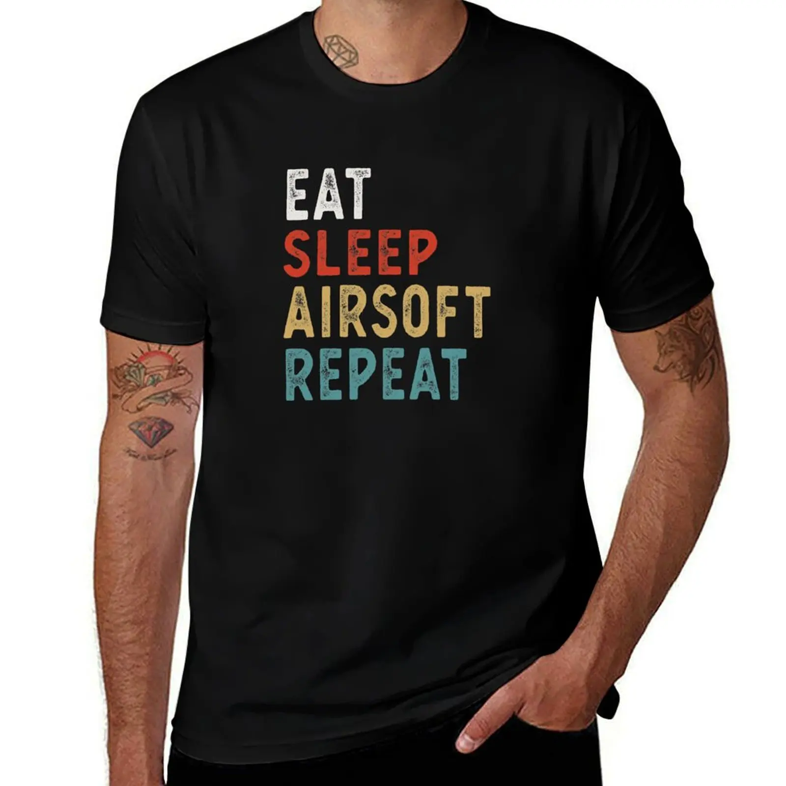 

Eat Sleep Airsoft Repeat Funny Airsoft Player Gift Idea T-Shirt man t shirts graphic cotton t shirt pack T-shirt