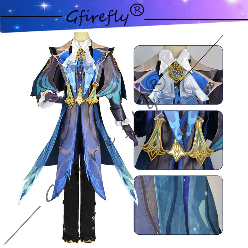 

Genshin Impact игровой персонаж Neuvillette Cos полный комплект одежды Fontaine новый персонаж косплей костюм парик