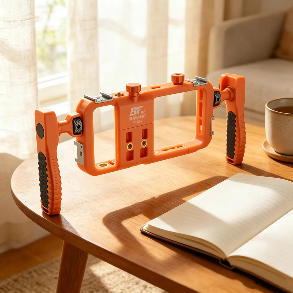 Orange lightweight portable phone rabbit cage universal for all brands of phones For Vlogging iPhone Android 17 17 Pro max