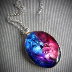 Fashion Men's Pendant Necklace Hip Hop Jewelry Creative Wolf Head Oval Pendant Chain Necklace Festival Party Jewelry Gifts