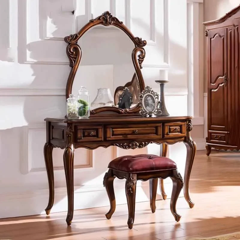 

Nordic Luxury Box Dresser Eithe Girl Brown Wood Women Hotel Dressing Table Storage Mirror Modern Comoda Pra Quarto Furniture