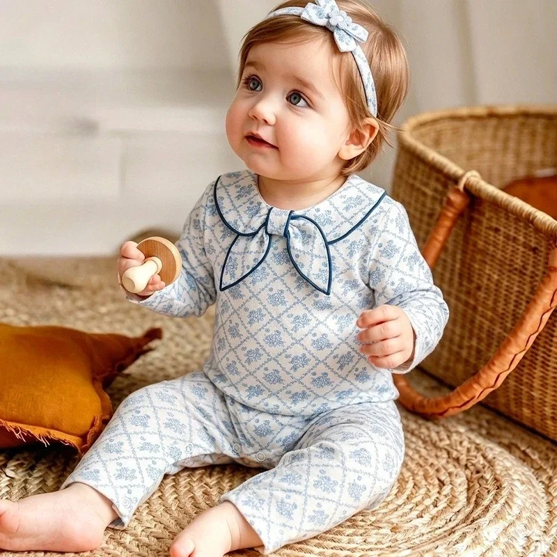 0-24M Flower Girls Princess Romper Long Sleeve Cotton Clothes Newborn Kid Floral Jumpsuit Sweet New Born Outfit