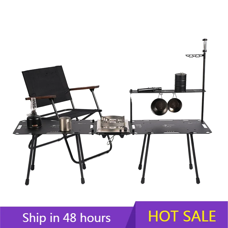 YTYIN Mesa plegable de metal portátil moderna de acero inoxidable y aluminio para dormitorio, playa, senderismo y camping