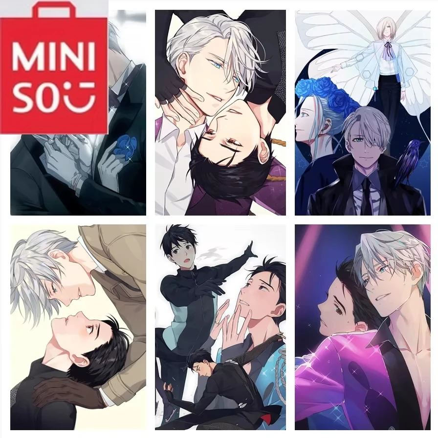 MINISO Victor Nikiforov Katsushige Yuuri pintura de diamante Anime arte de pared para Yuri en abanicos de hielo decoración del hogar decoración de pared elegante