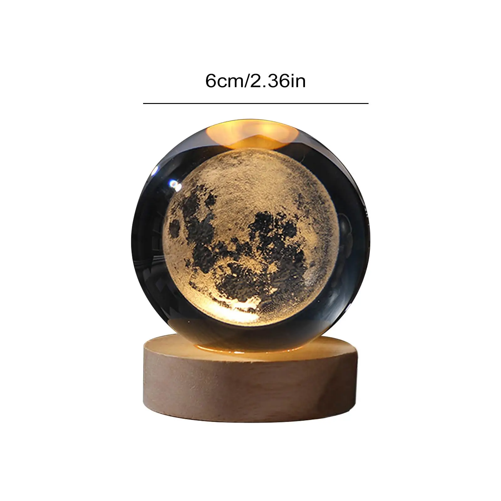 Luz de noche LED USB, lámpara de mesa de bola de cristal de galaxia, lámpara de luna de planeta 3D, decoración del hogar para dormitorio, fiesta de niños, regalos de cumpleaños para niños