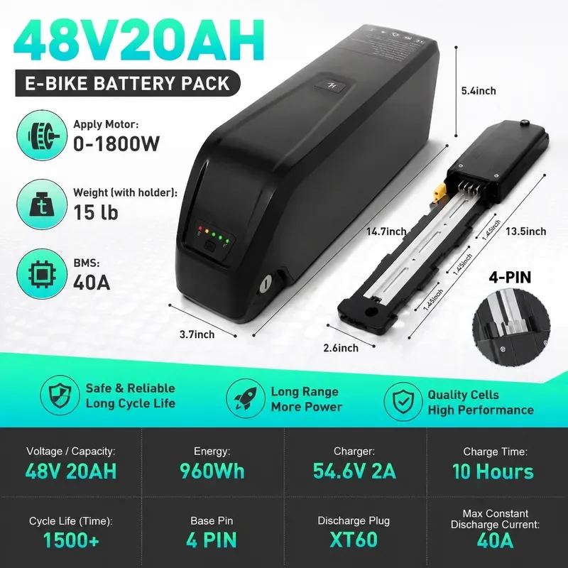 52V Hailong Battery 4-Pins / 5-Pins 48V 36V 10Ah 15Ah 20Ah for Bafang BBS02 BBS03 BBSHD Motor Hailong Battery 36V Hailong 1