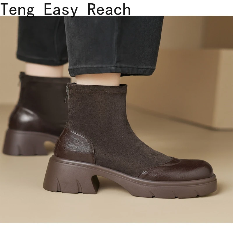 Women Boots Fashion Woman Shoes 2025 Winter Trend Chelsea Boots Walking Suede Casual Shoes New Short Boots Mujer