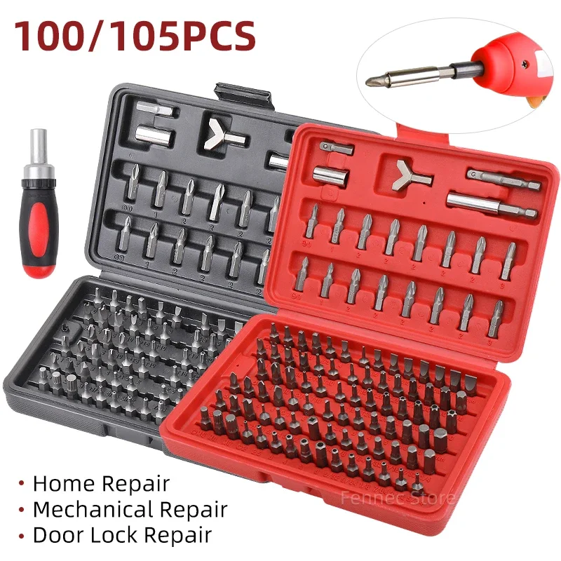 

Screwdriver Set with Bit 100pcs Chrome Vanadium Steel Cross Hexagonal Screwdriver Bit Set for Home Appliances Repair