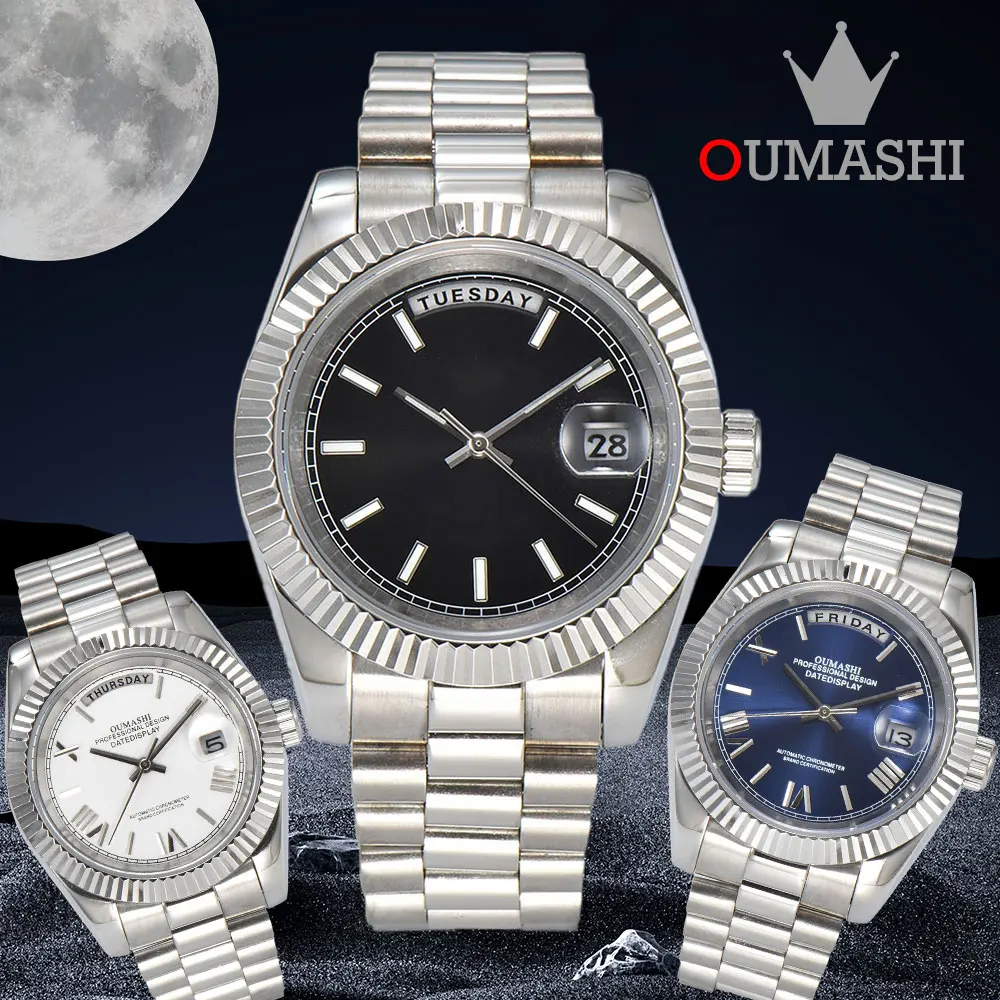 OUMASHI Watch 39mm Automatic Mechanical Luxury Watch Sapphire Glass Men's Watch 100M Waterproof Watch Stainless Steel Case