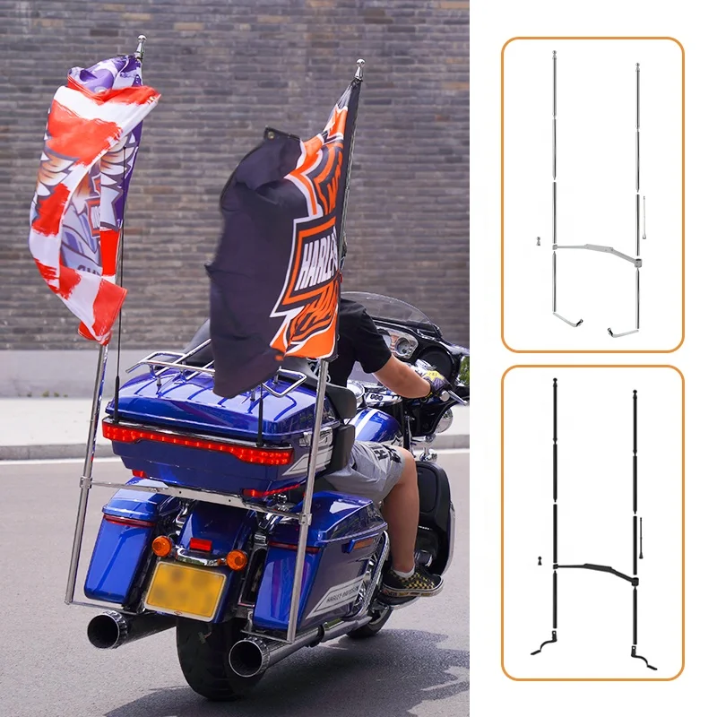 

Wind-Resistant Flagpole Mounting Kit New Flagpole For HarleyRoad Glide Custom Motorcycle Double Sides Flagpoles