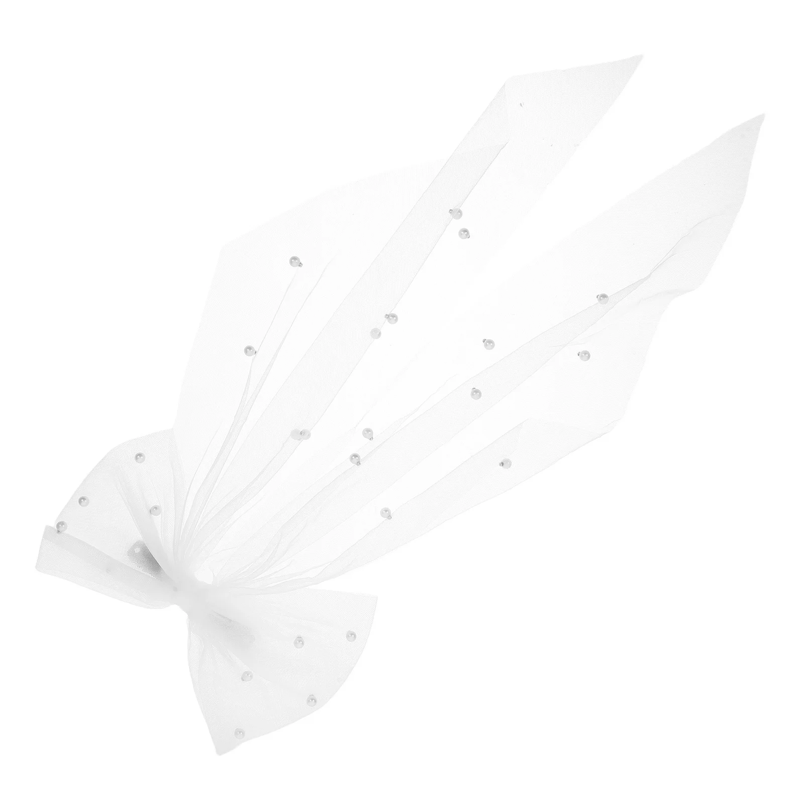 

Tulle Bow Bridal Hair Clip Pearl Accessory Elegant Lightweight Comfortable Wedding Headpiece for Beach Garden Brides