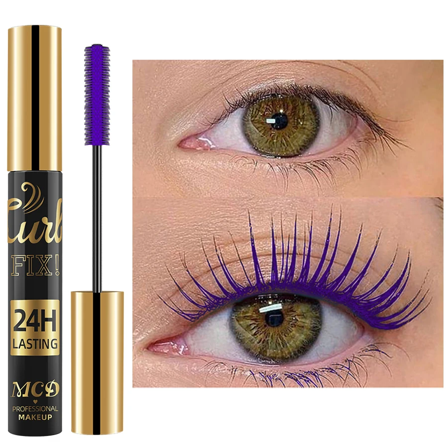 Kleur Mascara Dikke Krul Waterproof Wimpermascara Natuurlijk Langdurig Wimpermasker Cosmetisch Blauw Paars Oogmake-up in de aanbieding