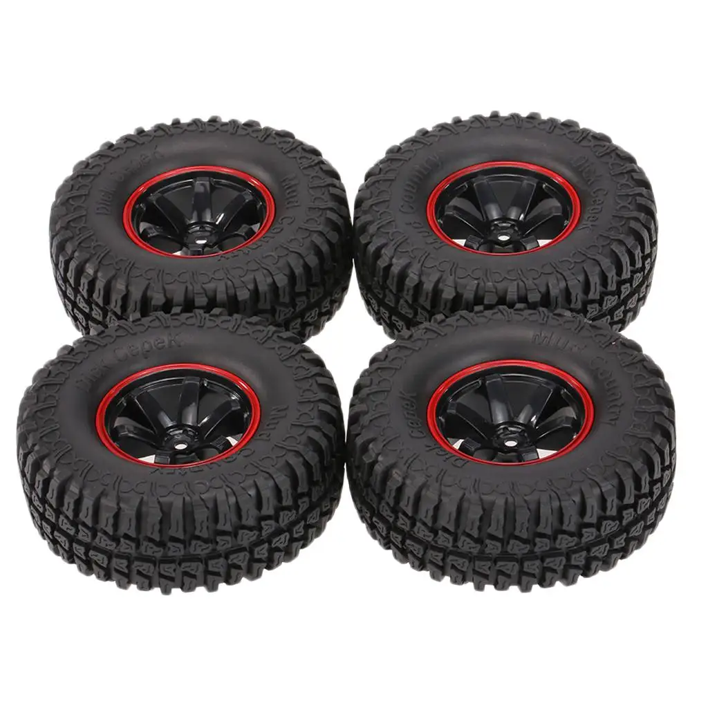 4-Pack 103mm Rubber Tires & Plastic Wheels for 1/10 RC Crawler, 1.9 inch Wheel &