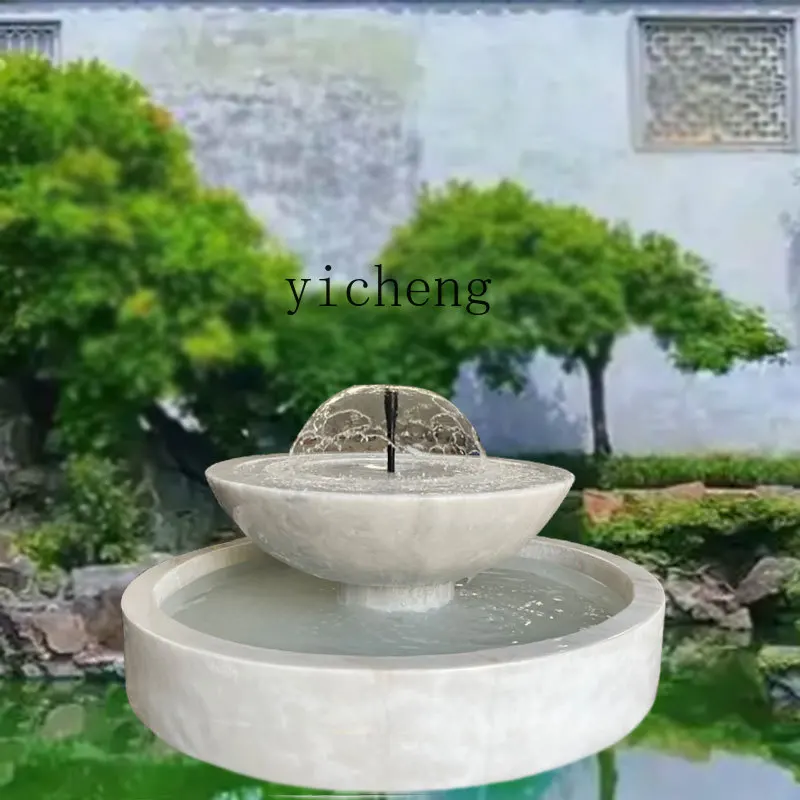 D3- Stone Carving Water Bowl Water Pool Circulation Garden Landscape Outdoor Fountain Ornament