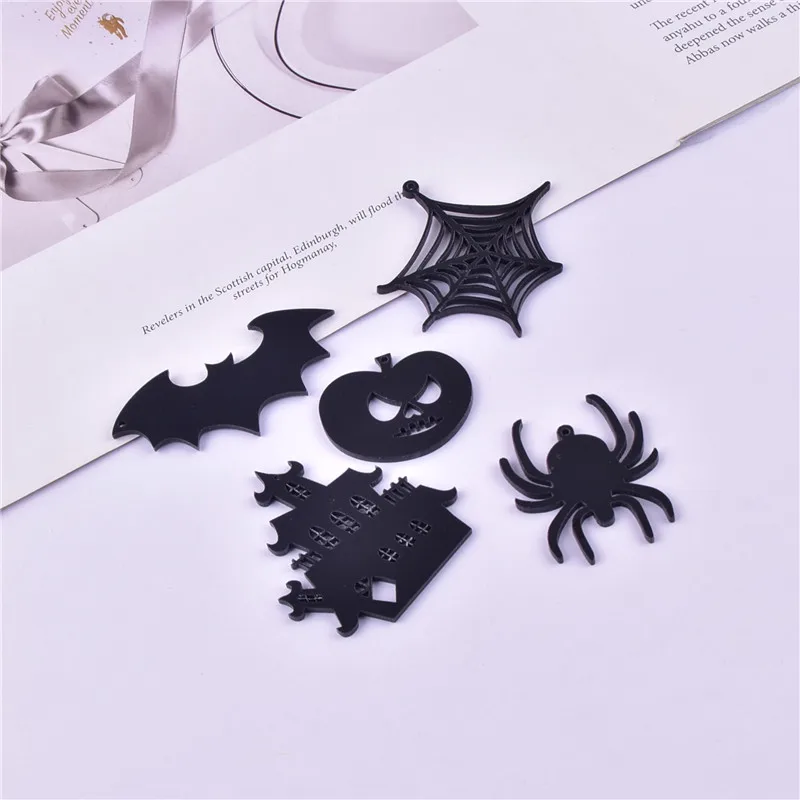 10 pz/pacco Halloween Spider Ghost House zucca acrilico Charms ciondolo gioielli che fanno artigianato fai da te