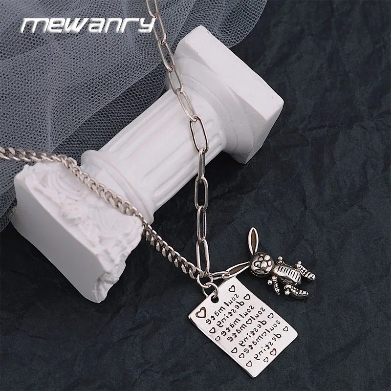 Mewanry Engels Brief Kaart Hanger Konijn Ketting Voor Vrouwen Punk HipHop Vintage Creatieve Leuke Mode Verjaardag Sieraden Gift