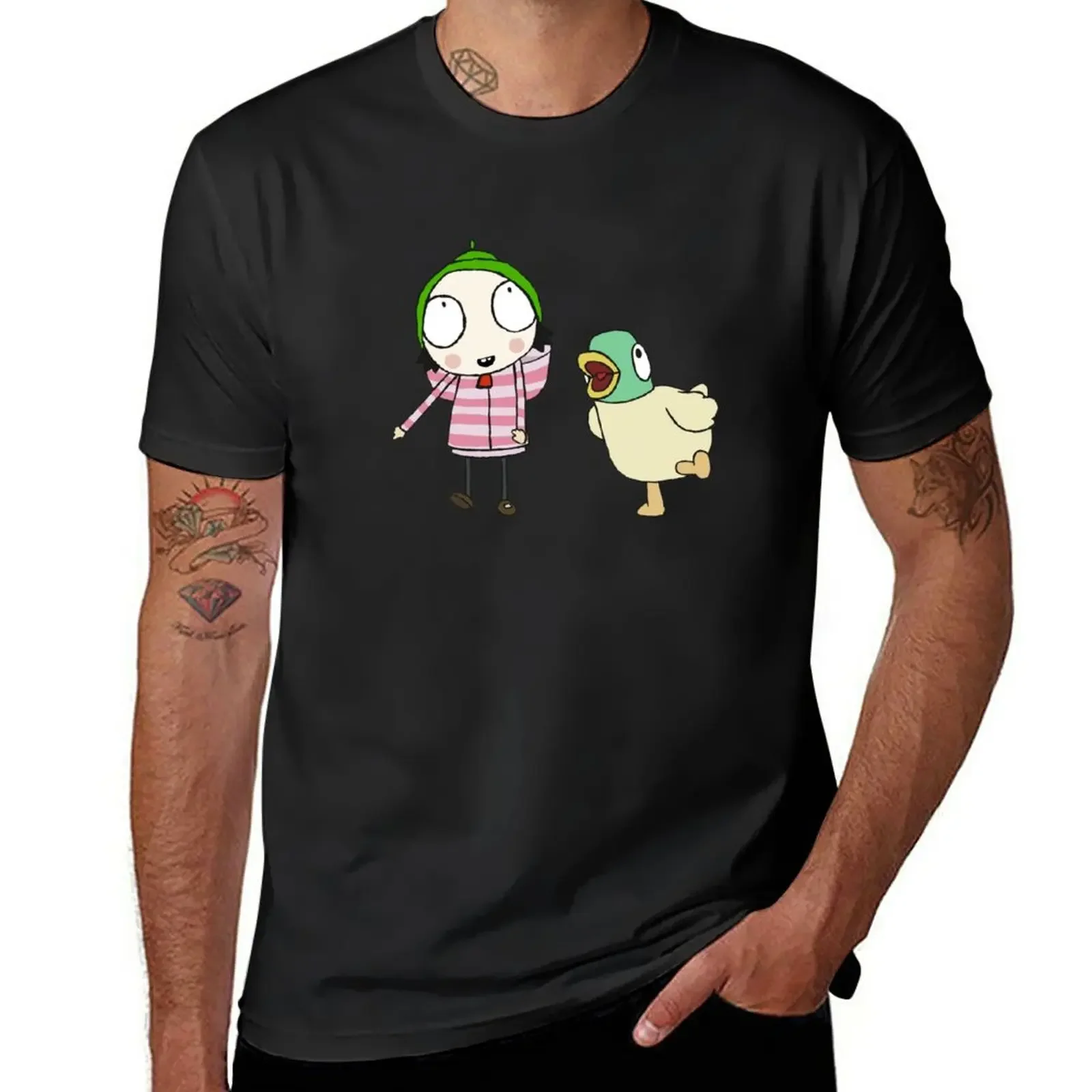 New Sarah and duck T-Shirt oversized shirts korean fashion plus size for men Short Sleeve Outfits vintage mens designer clothes