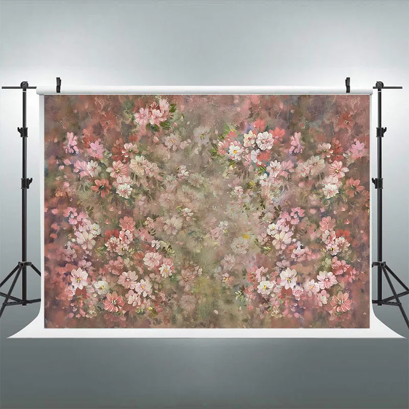 Mocscika Studio Photography Background Pink Floral Oil Painting Backdrop Pregnant Woman Newborn Baby Portrait Photo Prop Banner