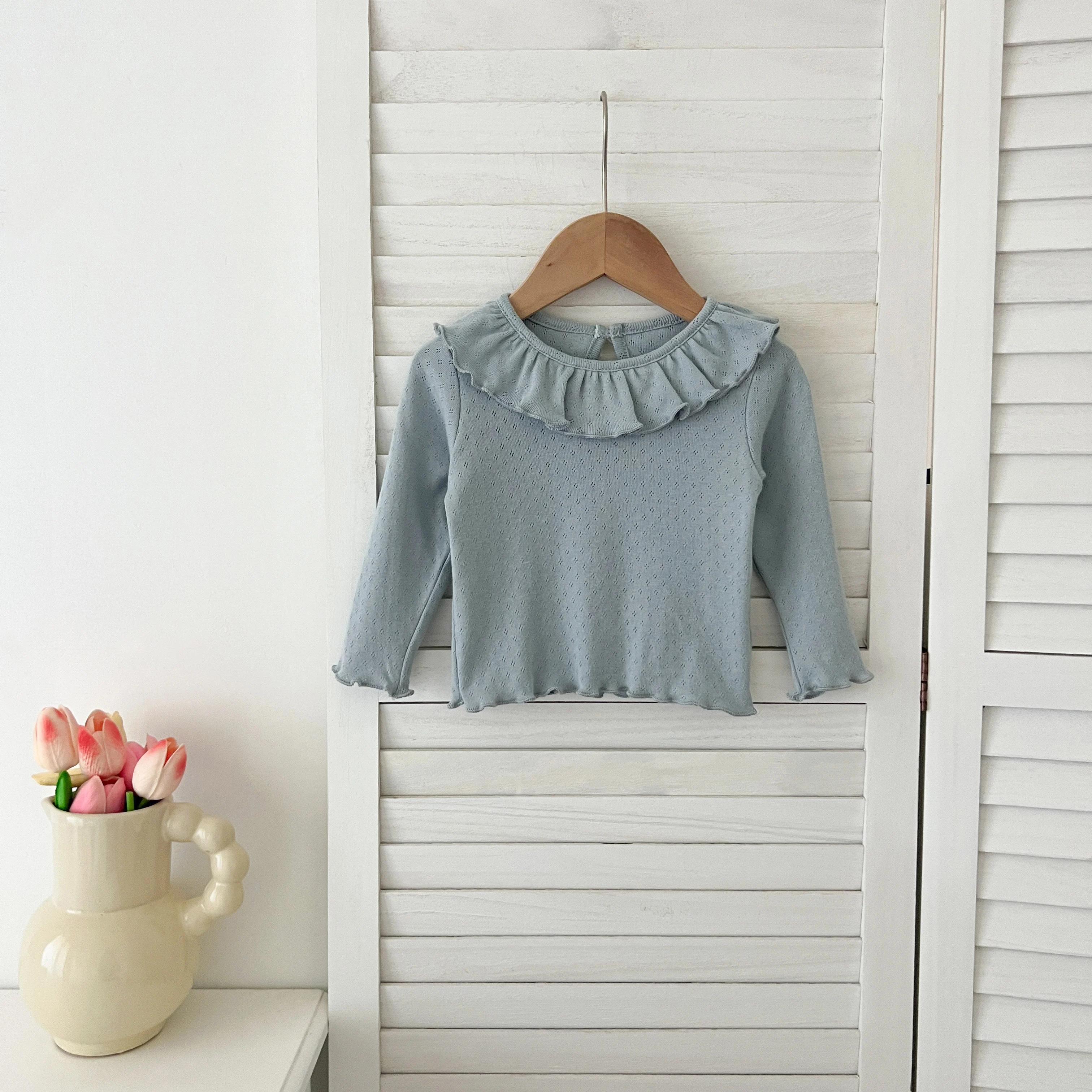 1-6Yrs Baby Kleidung Frühling Infant Mädchen Langarm T-shirts Spitze Lotus Kragen Prinzessin Kinder Bodenbildung Shirt Kleinkind Baumwolle Tops – Detail 30