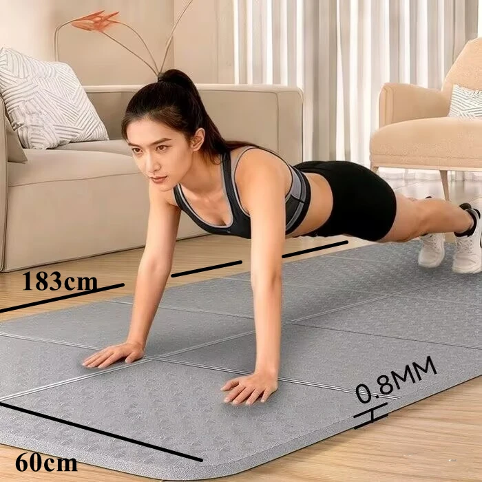 

Portable 183x60x0.8cm Yoga Mat PVC 8mm Anti-Slip Fitness Mat Training Mat Pilates Floor Solid Color Training Fitness Fold
