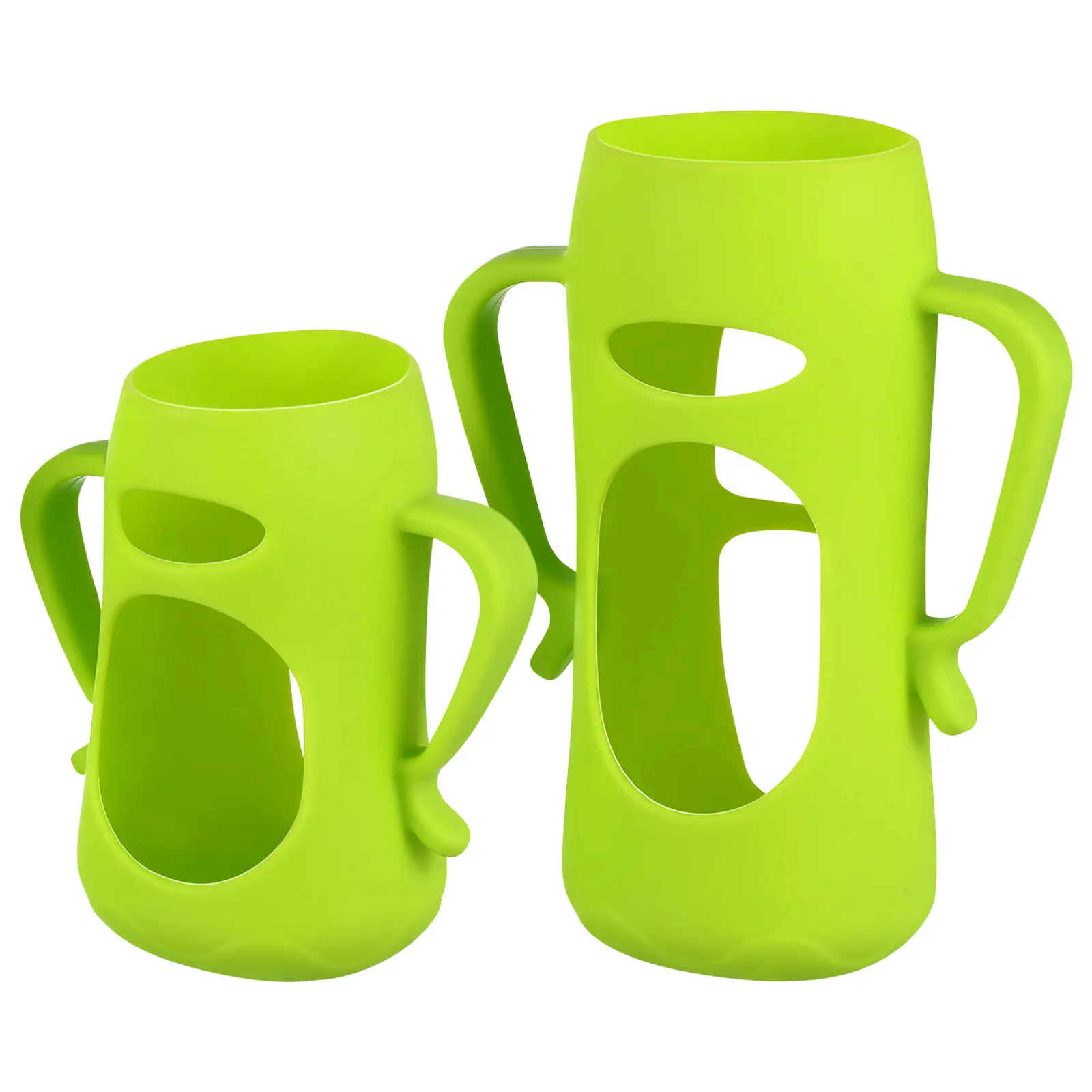 

2 шт. силиконовые чехлы для детских бутылочек, портативные защитные накладки для бутылочек, противоскользящие, легкие, с ручкой