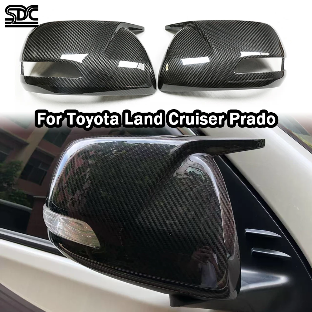 

Real Dry Carbon Fiber Mirrorcaps For Toyota Land Cruiser Prado 2010+ OX-Horn Full Carbon Fibre Side Rearview Mirror Covers 2 Pcs