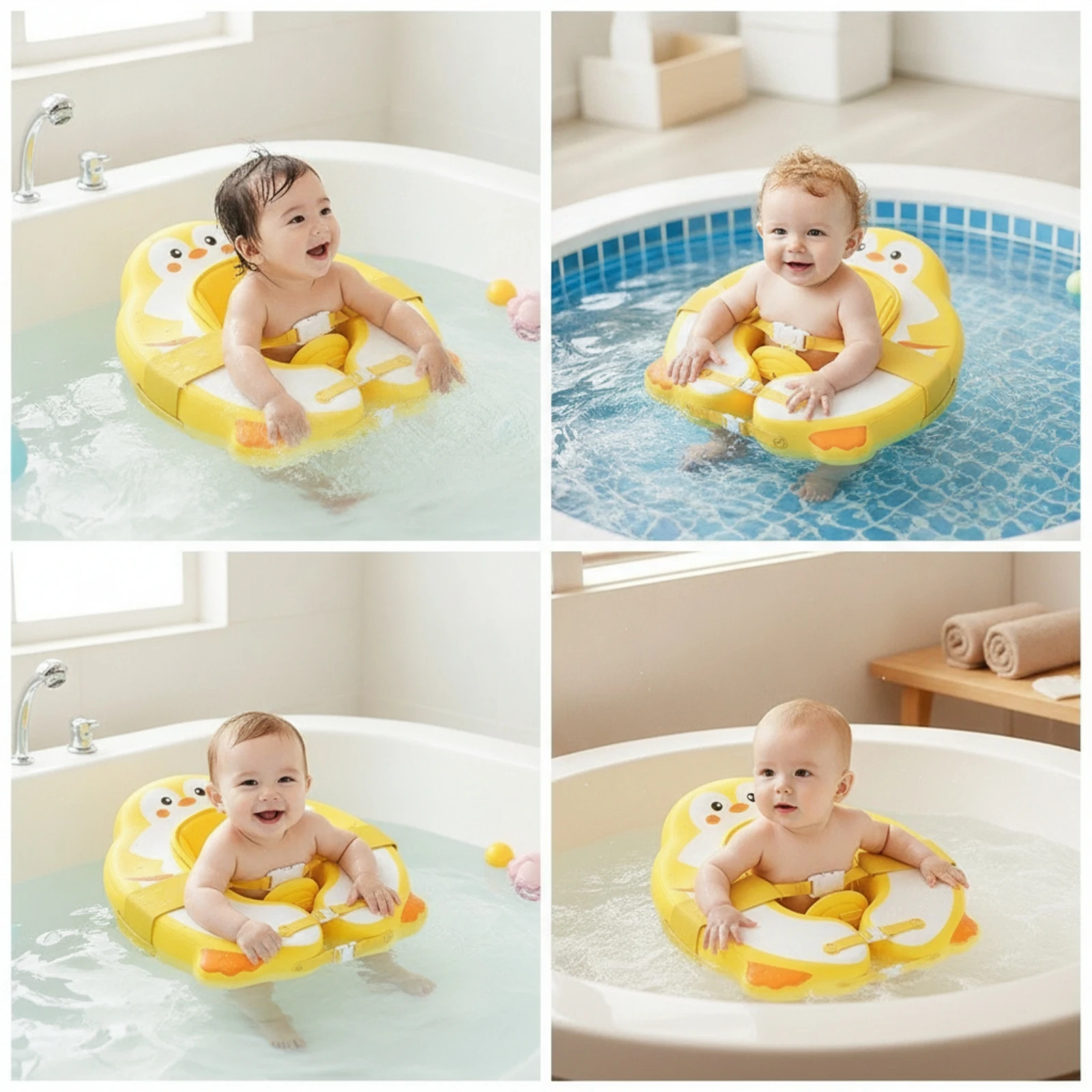 

Baby Swim Buoy Circle with Seat Stable Inflatable Baby Buoy with Straps Comfortable Skin-Friendly for Babies, Bathtub