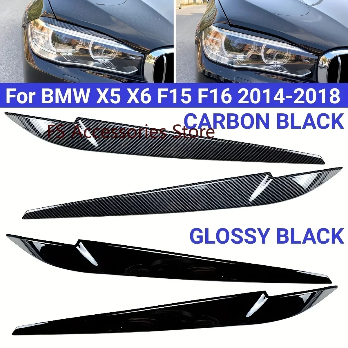 

Pair Headlight Eyebrow Eyelid for BMW X5 X6 F15 F16 F85 F86 2014-2018 F15 Head Lamp Decoration Protection Accessories
