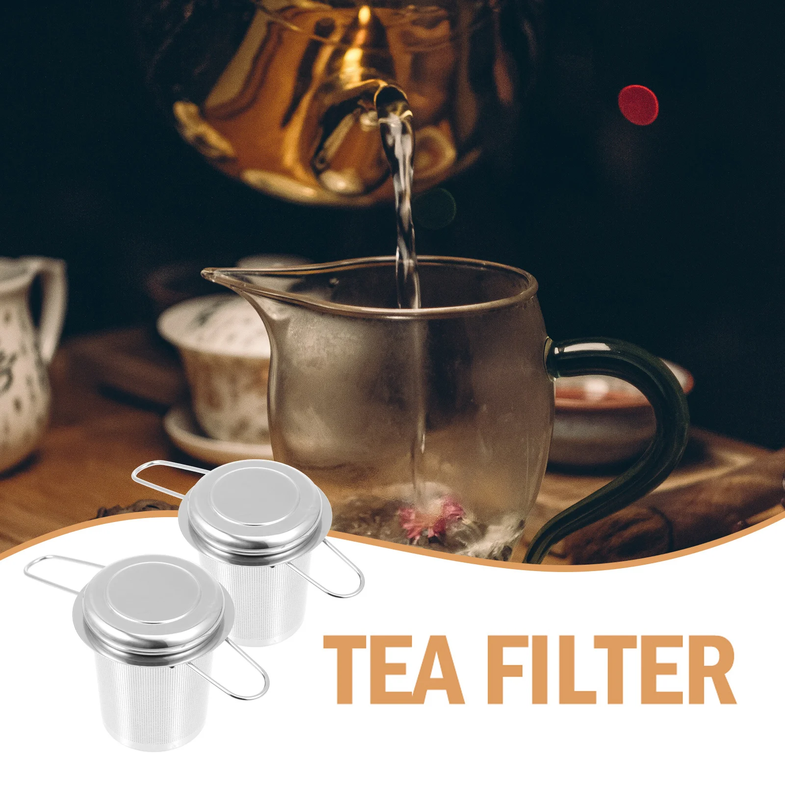 

2 Sets Tea Filter Strainers Stainless Steel Infuser Loose Leaf Making Tools Practical Tea Accessories Heat Resistant