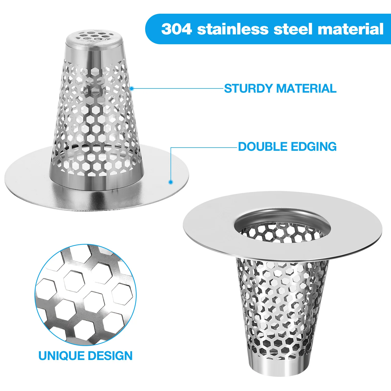 

6 pcs Stainless Steel Sink Strainer Drain Hair Catcher For Kitchen Bathroom Shower Bathtub Mesh Filter Sink Screen Drain Cover