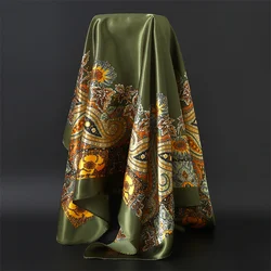 Fashion Hijab Scarf For Women Square Shawls Satin Silk Hair Scarfs Female 90*90cm Kerchief Bandana Head Neck Scarves For Ladies