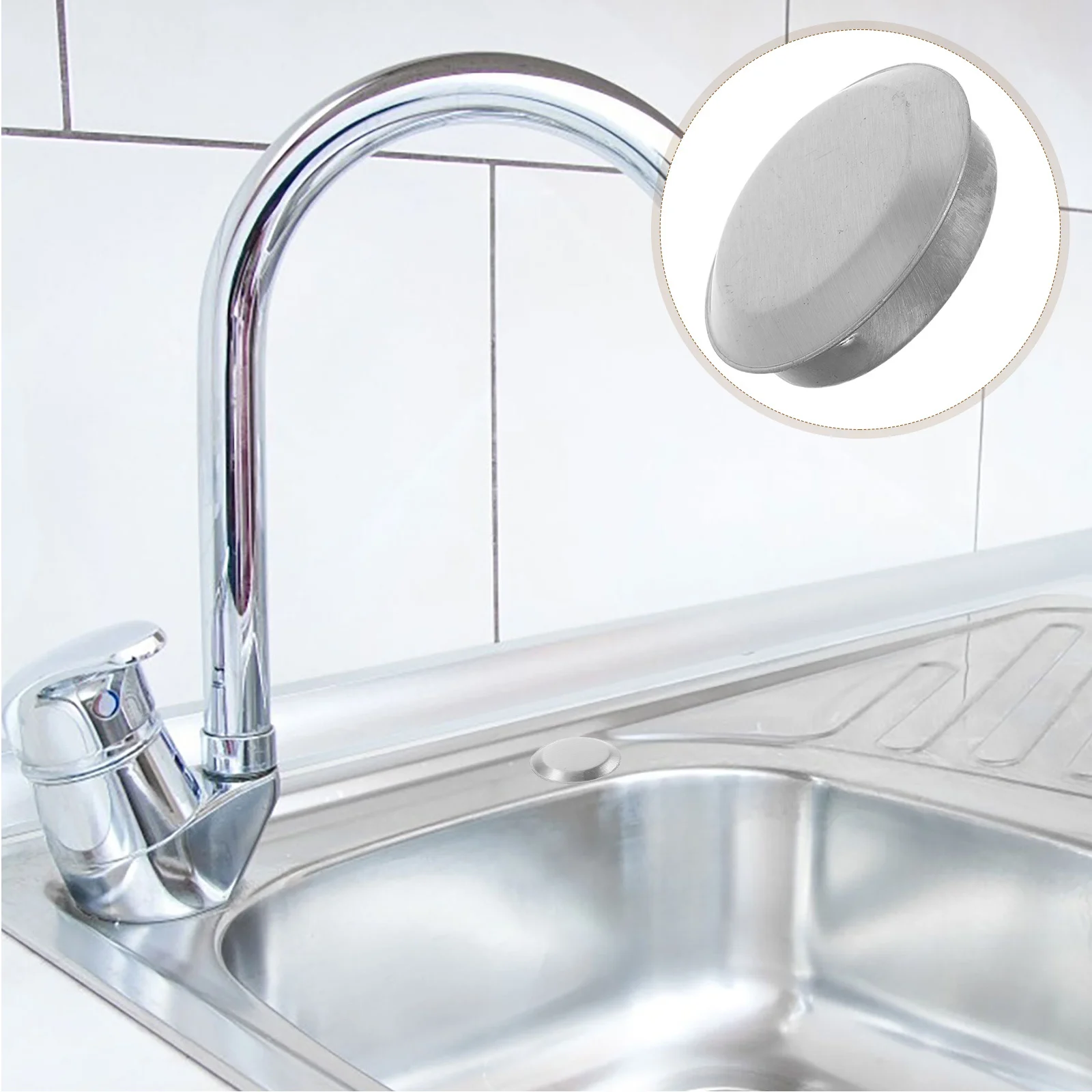 

10pcs Stainless Steel Sink Hole Cover 38Mm Inner Diameter Kitchen Countertop Caps For Bathroom Side Holes Metal Insert Durable