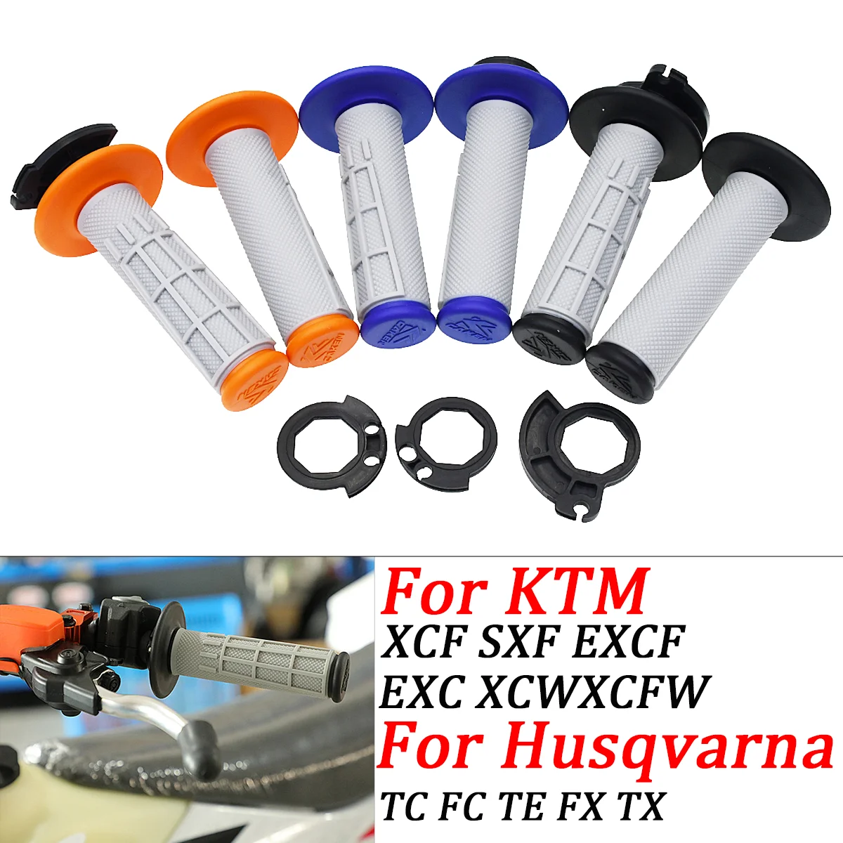 

Motorcycle Handlebar Lock-on Grips For KTM XCF SXF EXC EXCF XCFW Husqvarna TC TE TX FC FX 125 250 300 350 450 500 2004-2023
