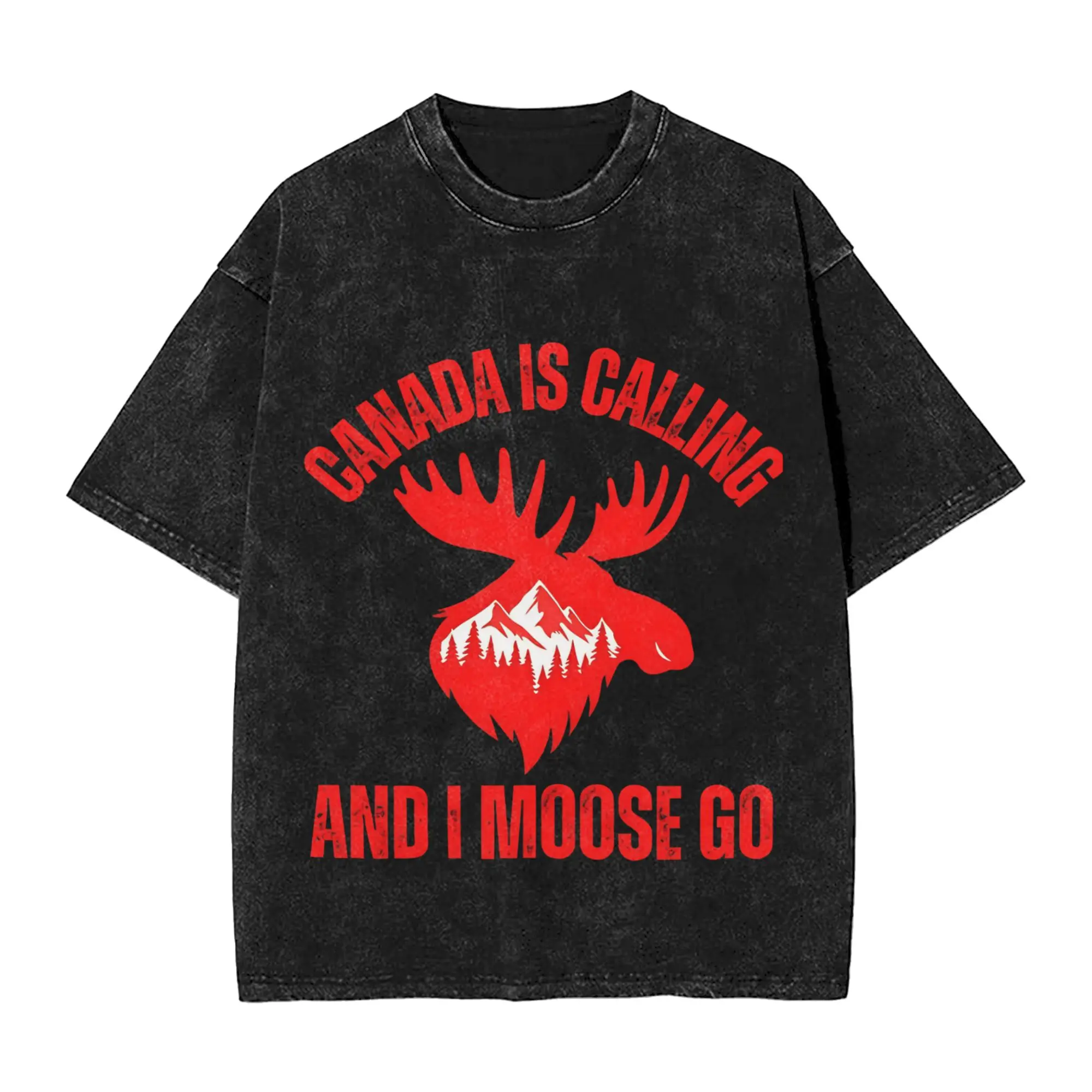 Funny Canada Is Calling and I Must Go Flag  Washed T Shirt for Men Women Streetwear Hip Hop T-Shirts Summer  Tees Short Sleeve