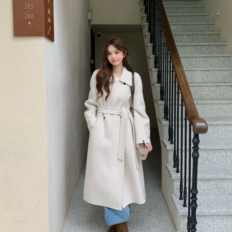 Hera Tianhou 100% Wool Double-Sided Woolen Coat with Fashionable Temperament for Autumn and Winter