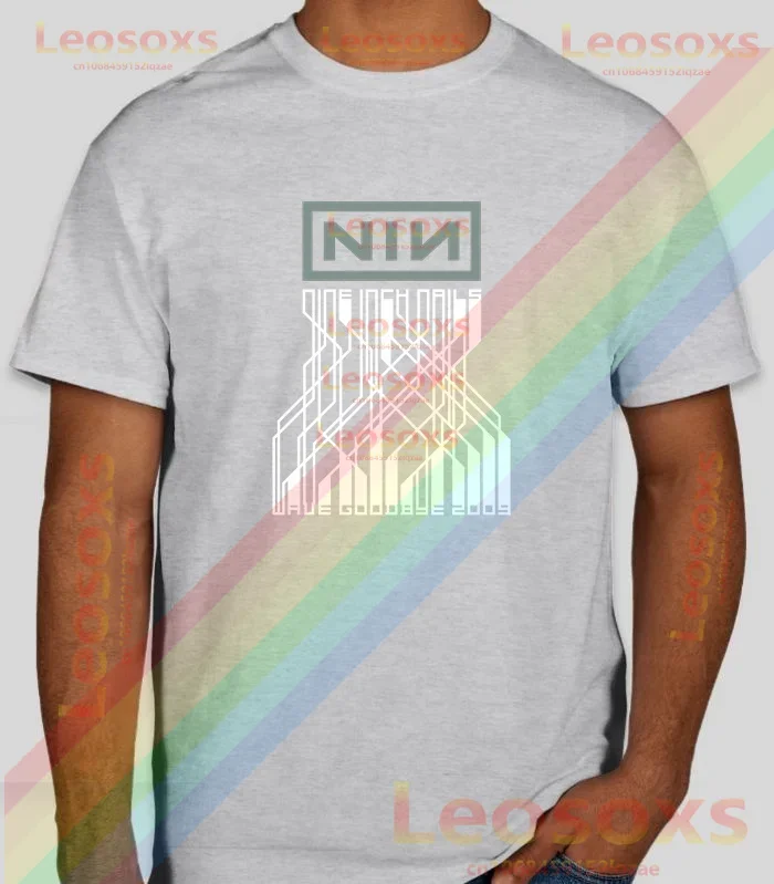 

2024 Summer Men's Unique Print Nine Inch Nails Leosoxs T-Shirt Pure Cotton Rock Comfortable Women's Short SleeveNO.1