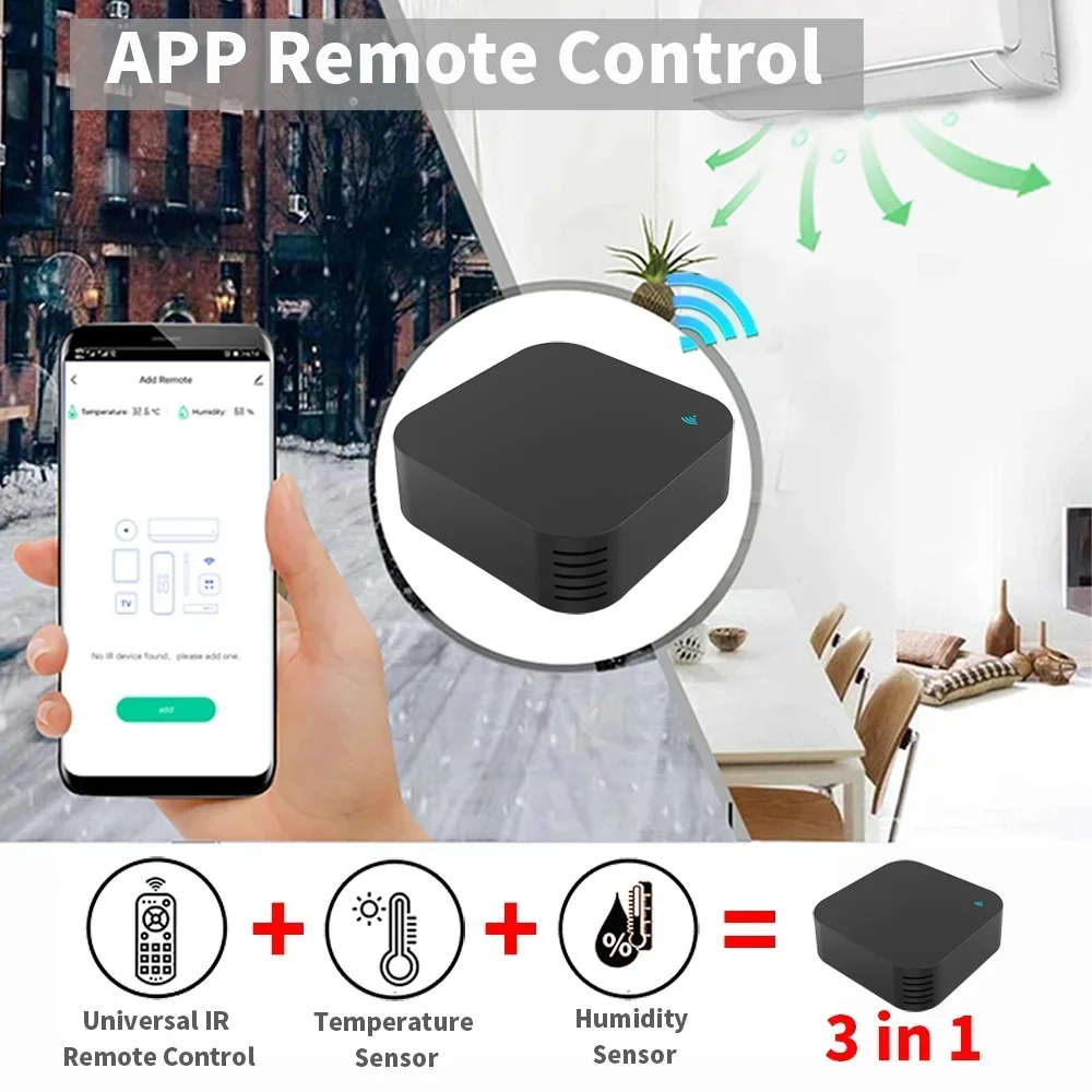 Tuya WiFi IR Remote Control With Temperature Humidity Sensor Smart Home automatic for Air Conditioner TV Work with Alexa