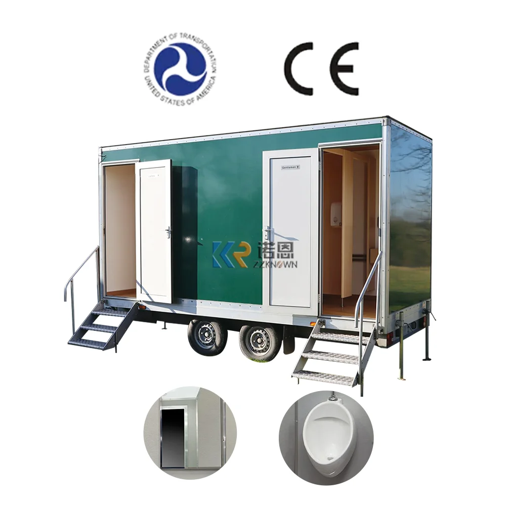 Eua chuveiros 4 estação portátil móvel reboque de banheiro banheiro público ao ar livre móvel luxo banheiro reboque