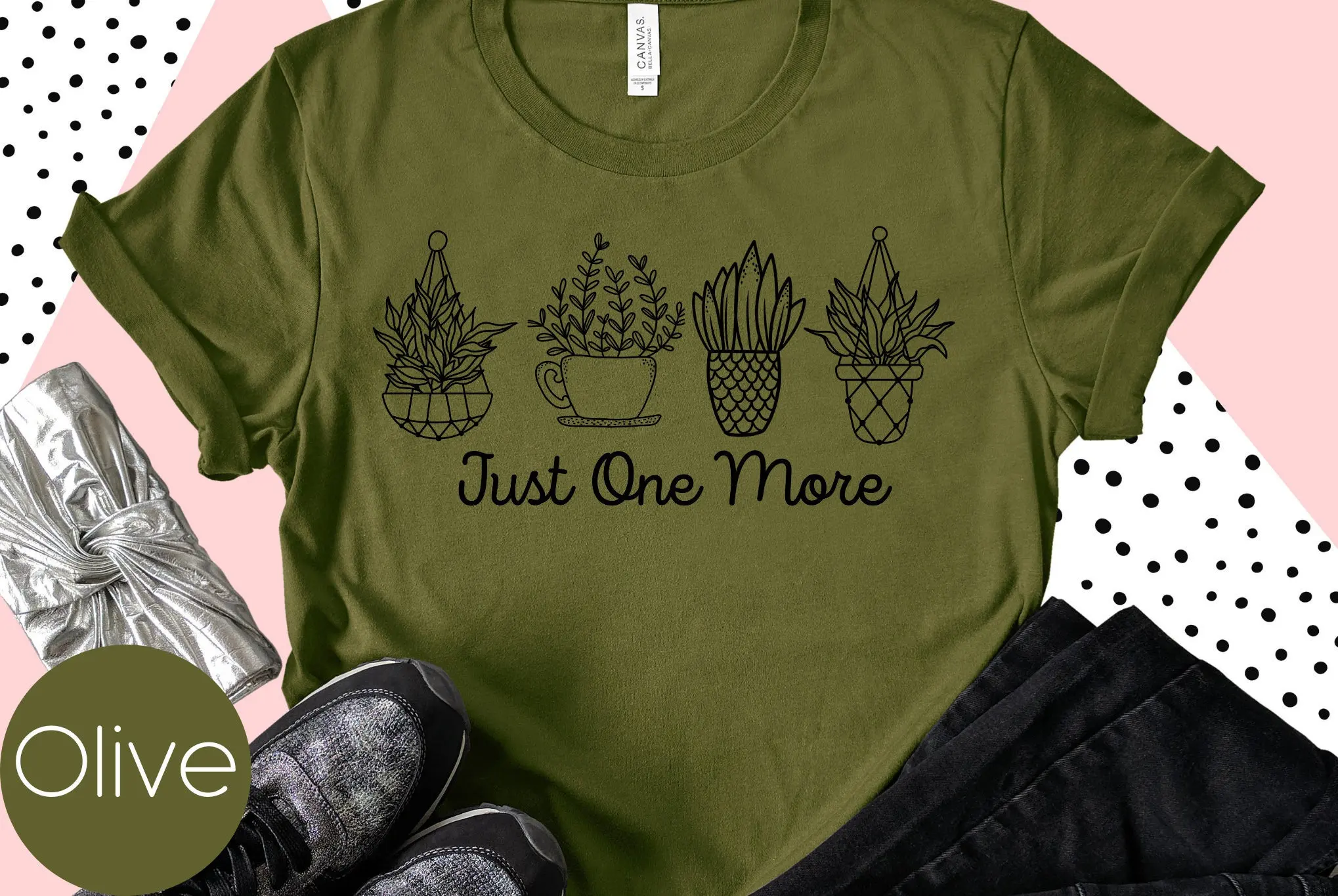 Succulent Lovers Birthday Plant Mom T Shirt Pot Head Planter Adult Potted Personalized One More