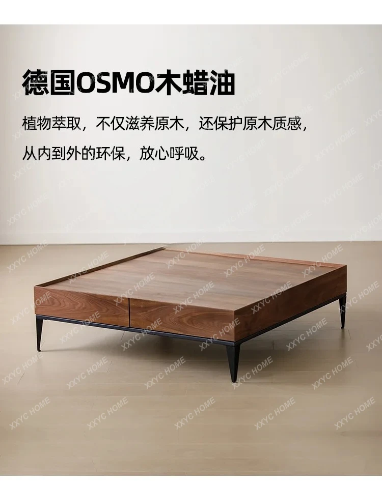 L minimalist coffee table black walnut solid wood modern minimalist square log coffee table
