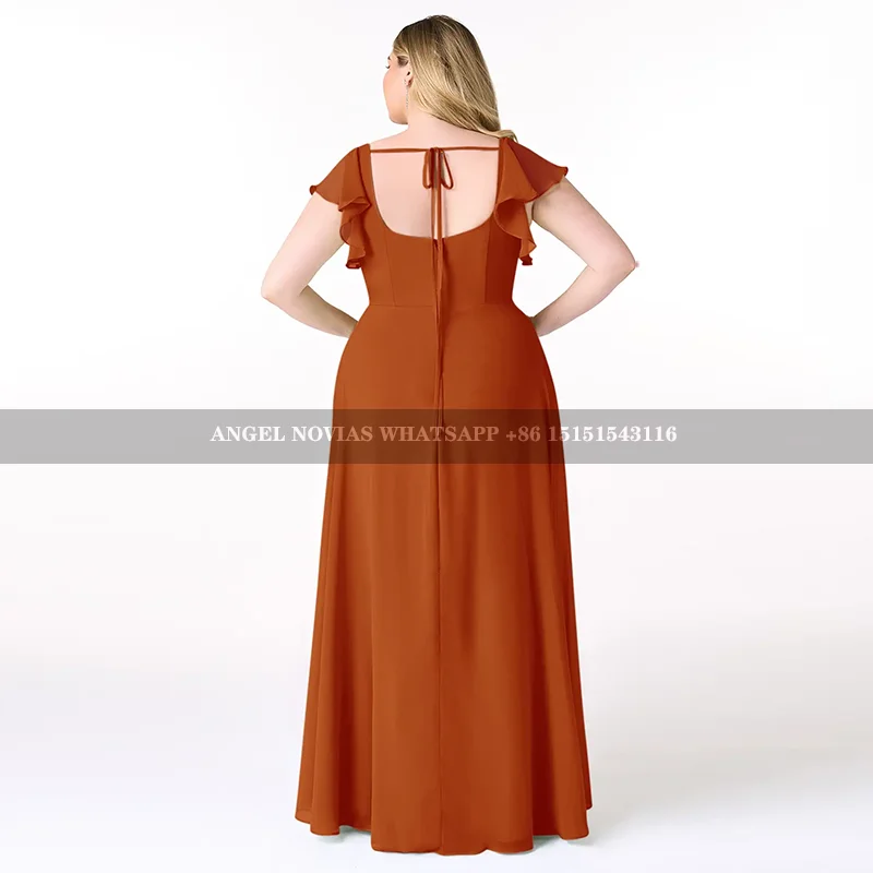 Customized Long Plus Size Burnt Orange Bridesmaid Dresses Evening Prom Formal Party Birthday Celebrity vestidos de coquetel