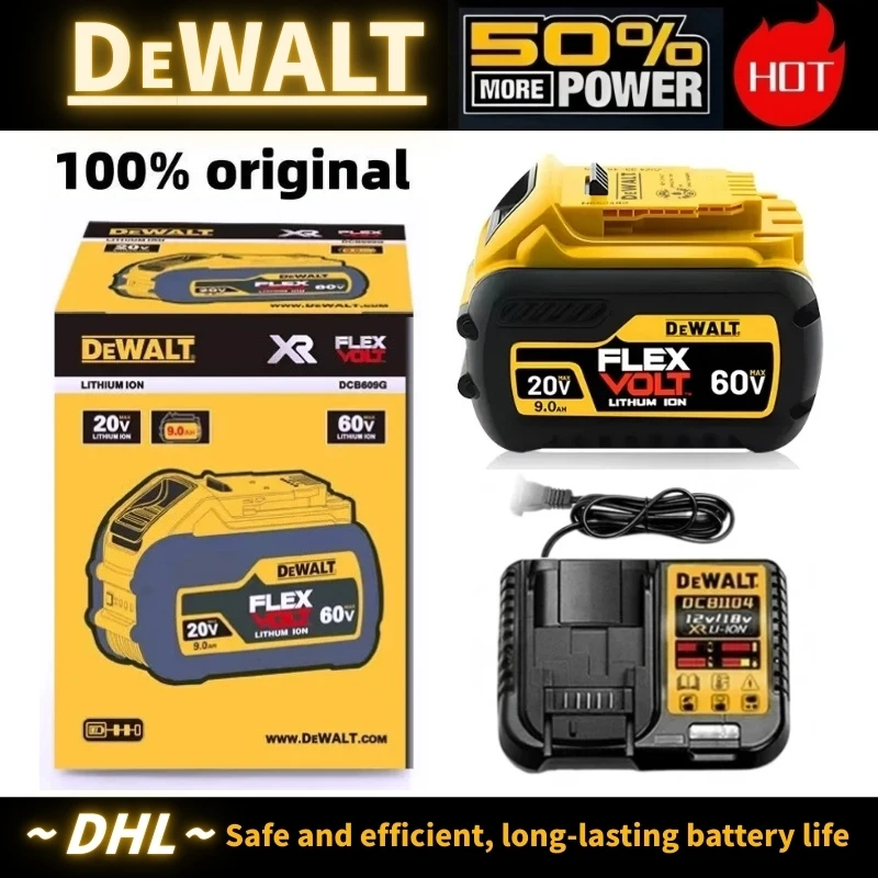 👍100%Original DeWALT Battery 20V/60V 9000mAh MAX FlexVolt for DCB606 DCB205 DCB206 DCB209 DCB182 Power Tool Air Transport