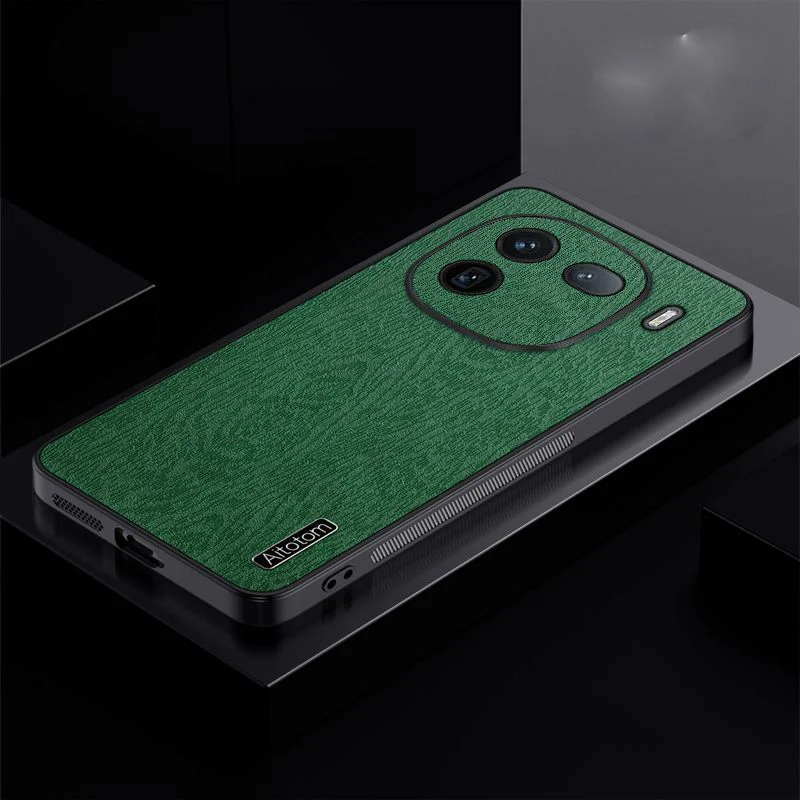 Luxury Leather Case For Vivo Iqoo 12 Case Iqoo 12 Pro Cover Bark Texture Shockproof Back Cover for Iqoo 12Pro Iqoo12 Bumper