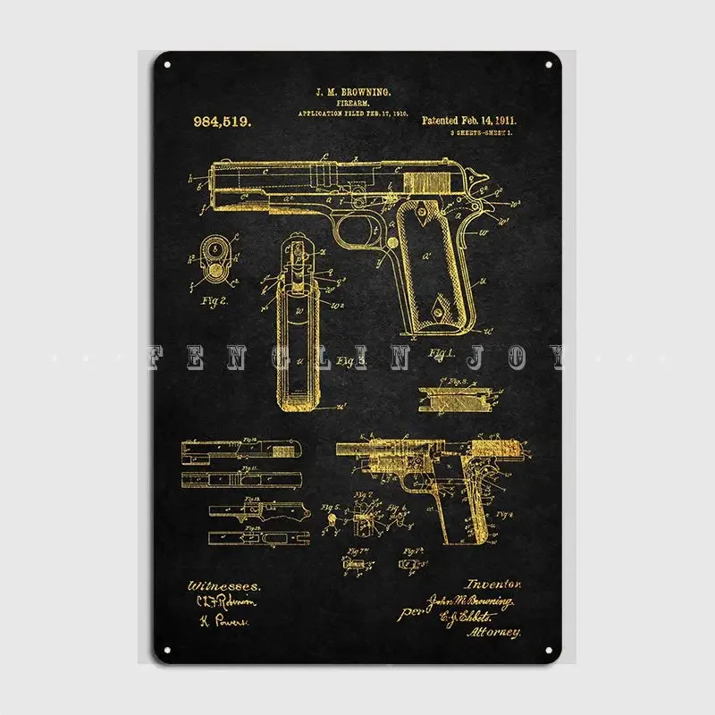 2 Colt 45 Handgun 1911 Pa Metal Sign Pub Garage Cinema Kitchen Classic Wall Plaque Tin Sign Posters