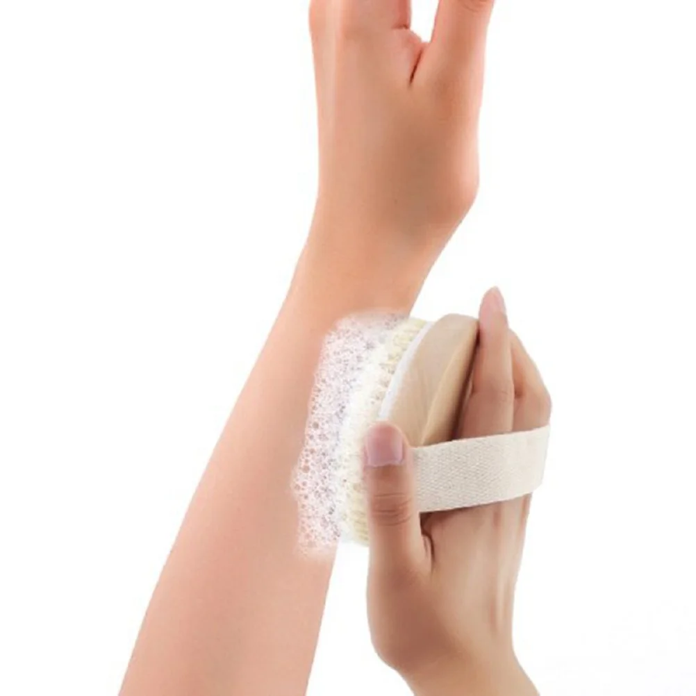 

Exfoliating Bath Brush Natural Bristle Scrubber for Shower Long Handle Body Massage Tool Cleans Face Scalp Enhances Circulation