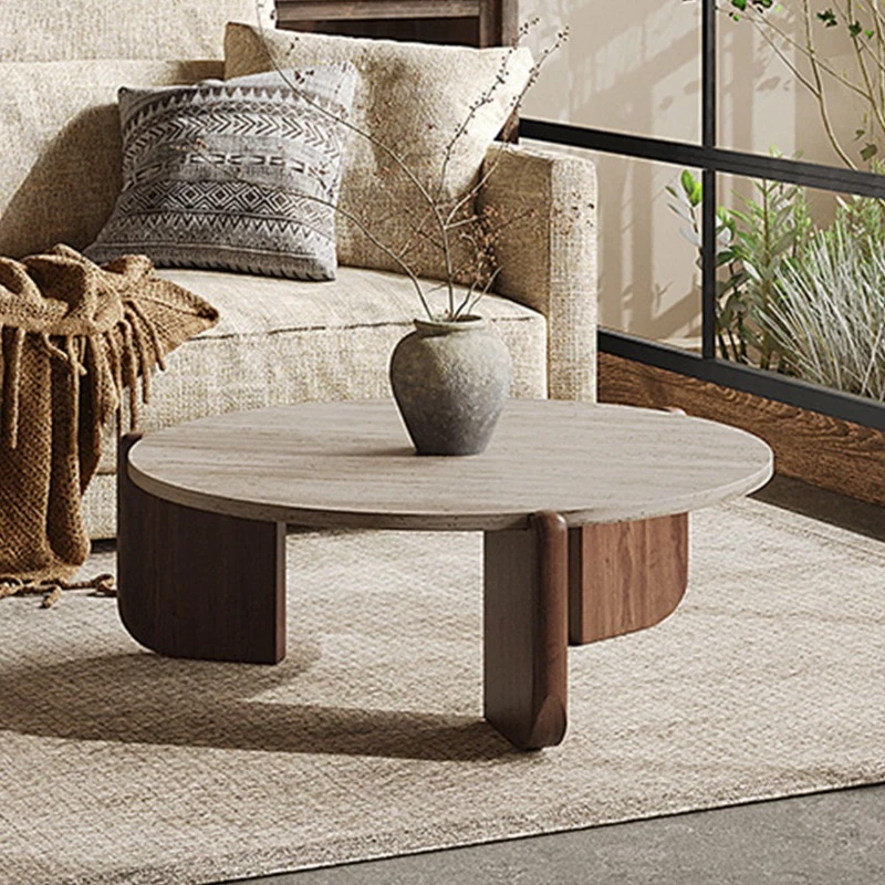 Small modern style wooden coffee table height adjustable for living room