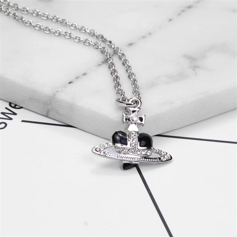 skysuk New Trend Fashion Planet Saturn Pendant Necklace for Women Personality Love Heart Plannet Necklace Luxury Jewelry Gifts