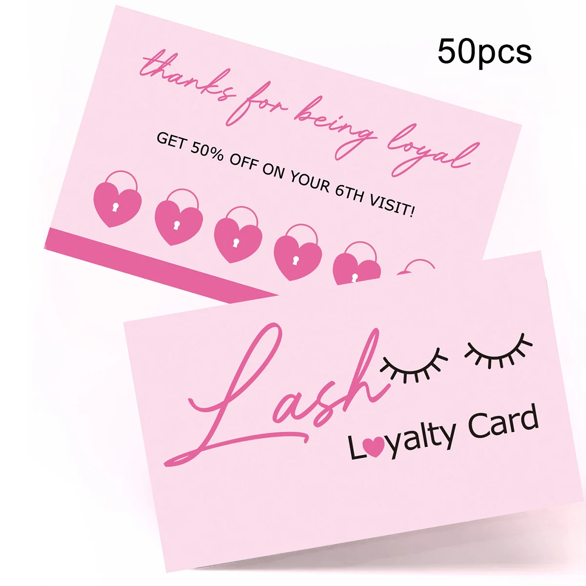 50Pcs Eyelash Card Lash Extension Aftercare Card Small Lash Business Card Loyalty Card Factory Supplier Wholesale